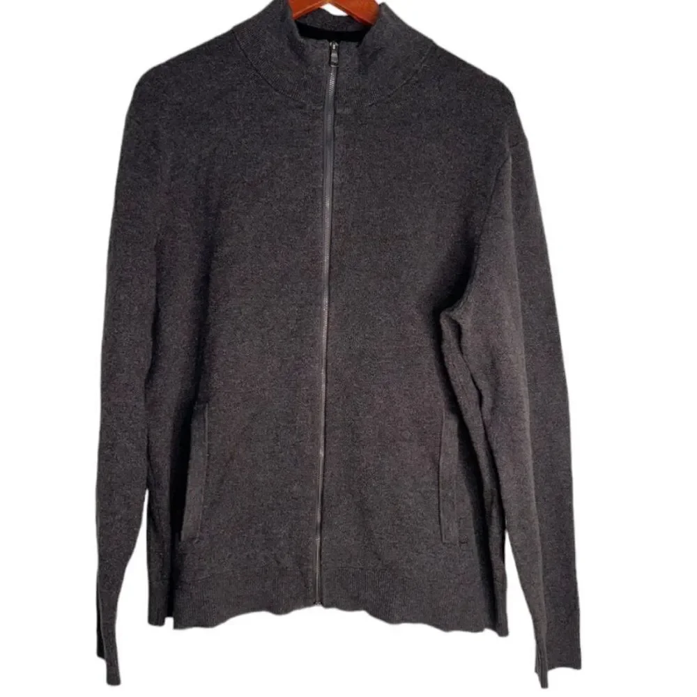 Banana Republic Mens Gray‎ Supima Cotton Full Zip Jacket Knit Modern Minimalist